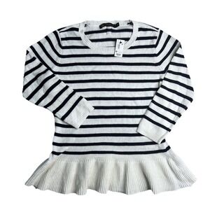 Outback Red Pullover Sweater Women's Medium White Navy Stripe Rabbit Hair Blend